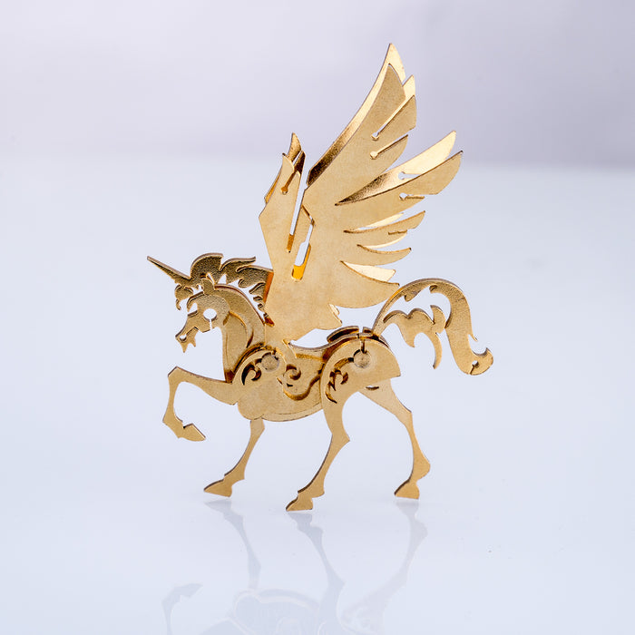 100Pcs+ DIY 3D Assembling Model Golden Unicorn & Silver Unicorn