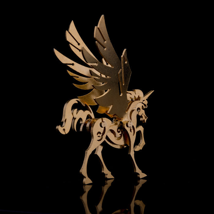 100Pcs+ DIY 3D Assembling Model Golden Unicorn & Silver Unicorn