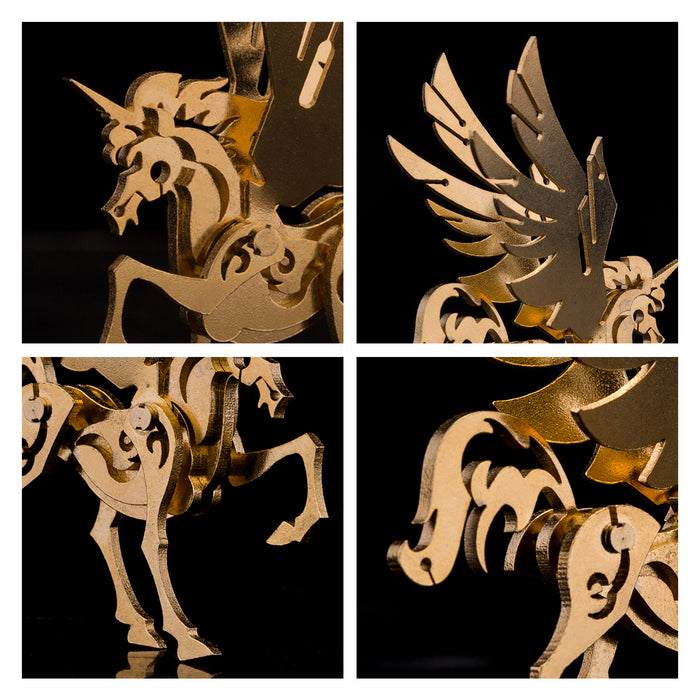 100Pcs+ DIY 3D Assembling Model Golden Unicorn & Silver Unicorn