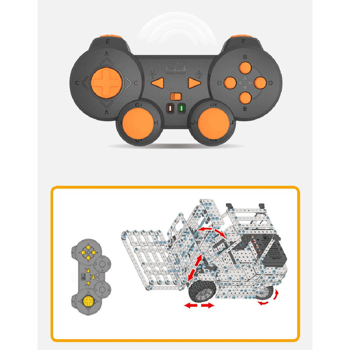 1400Pcs 2.4G Assembly Remote Control Metal Forklift Mechanical Scew Model Building Kit Puzzle