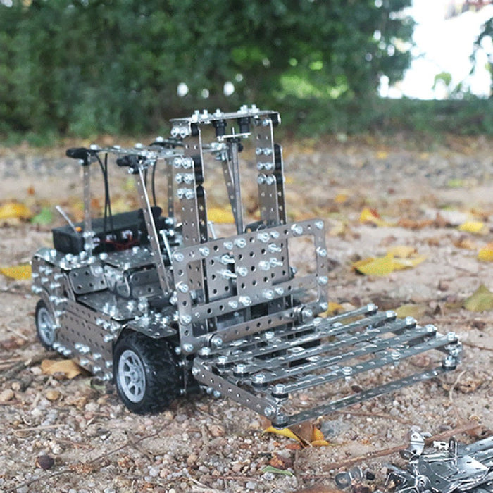 1400Pcs 2.4G Assembly Remote Control Metal Forklift Mechanical Scew Model Building Kit Puzzle