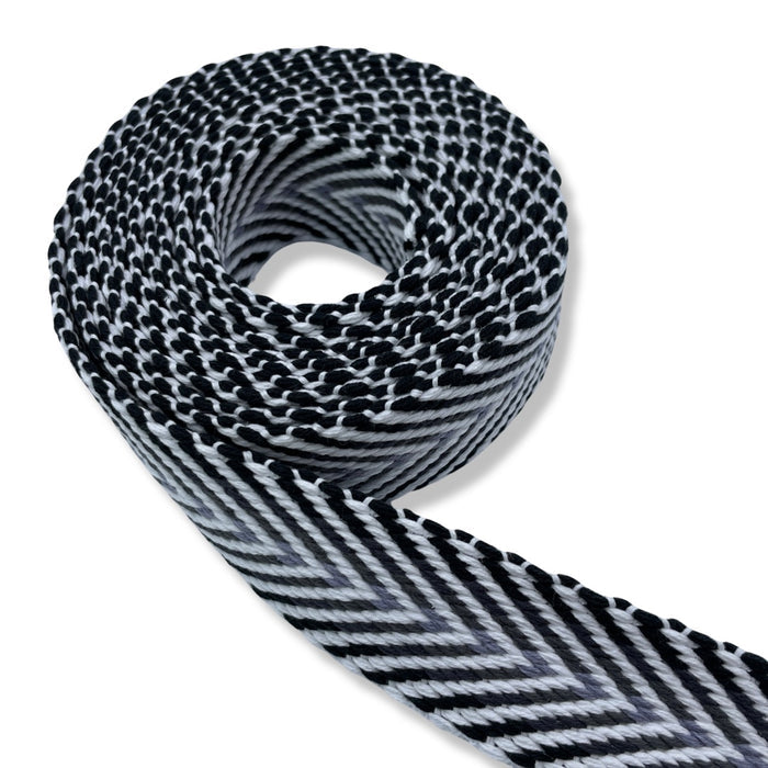 1.5" Charcoal Ombre | Woven Webbing - 3, 5, or 10 Yard Cut