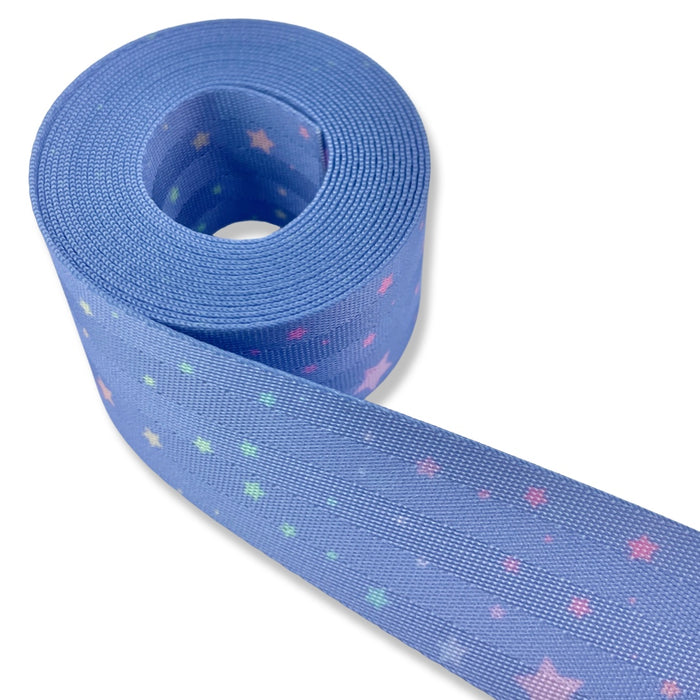 1.5" Pastel Stars | Coordinate Seatbelt Webbing - 3, 5, or 10 Yard Cut