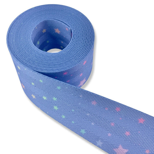 1.5" Pastel Stars | Coordinate Seatbelt Webbing - 3, 5, or 10 Yard Cut