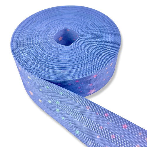 1.5" Pastel Stars | Coordinate Seatbelt Webbing - 3, 5, or 10 Yard Cut