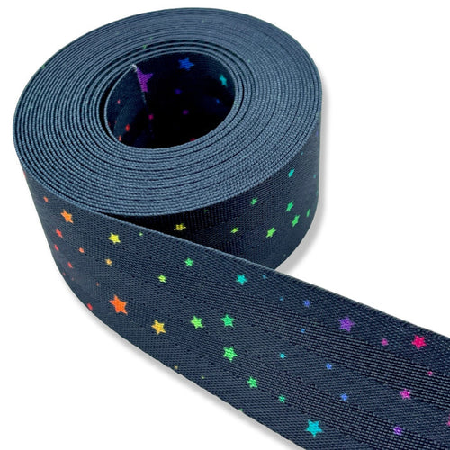 1.5" Rainbow Stars | Coordinate Seatbelt Webbing - 3, 5, or 10 Yard Cut
