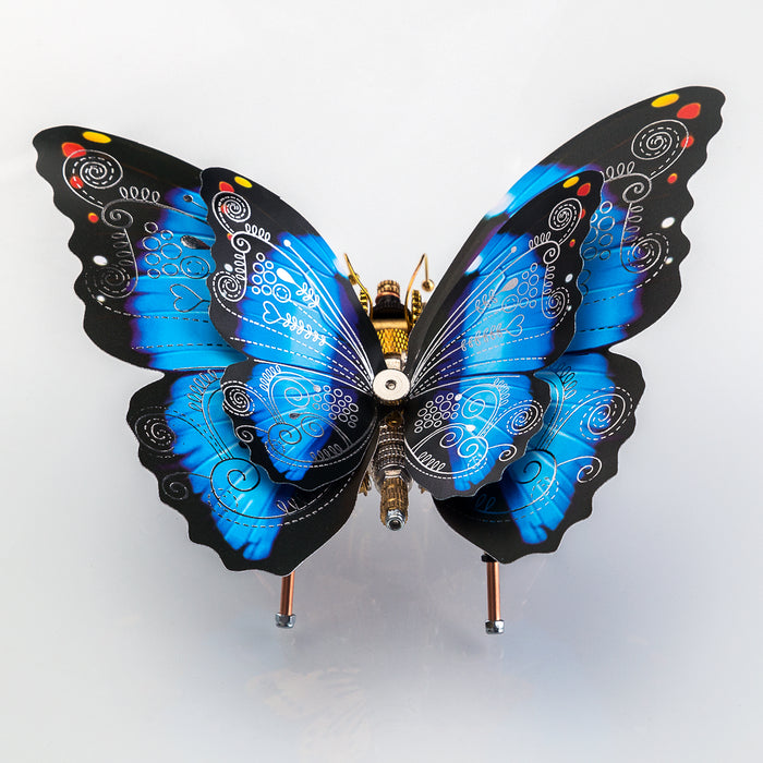 150Pcs Steampunk Blue Morpho Butterfly Assembly Model