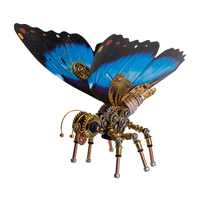 150Pcs Steampunk Blue Morpho Butterfly Assembly Model