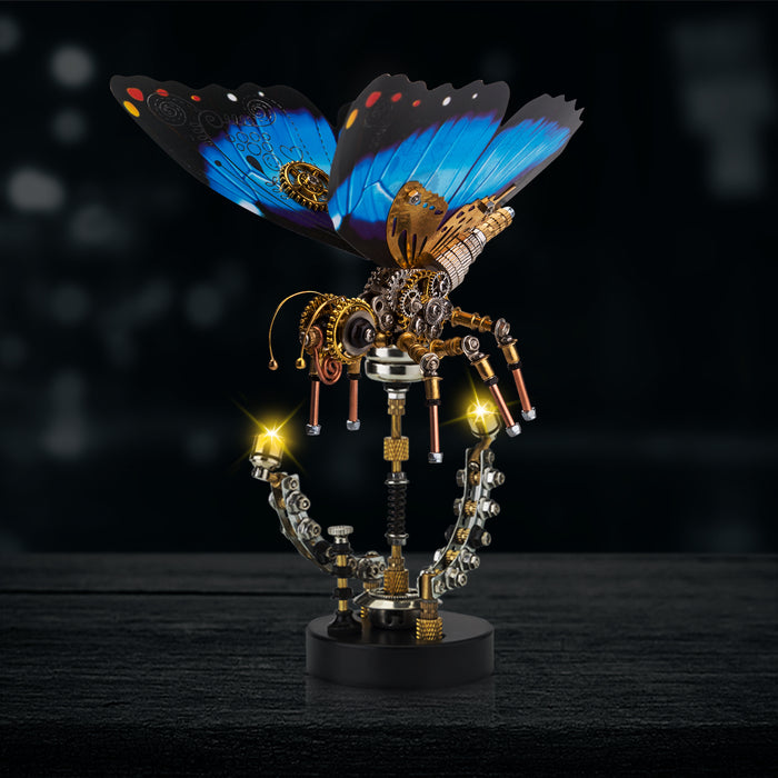 150Pcs Steampunk Blue Morpho Butterfly Assembly Model
