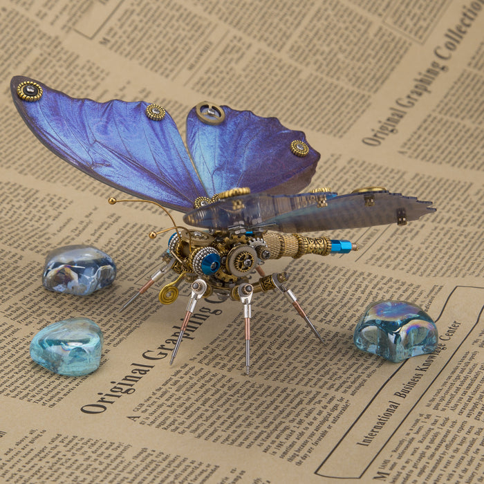 150PCS+ Steampunk Blue Morpho Menelaus 3D Metal Model DIY Kits
