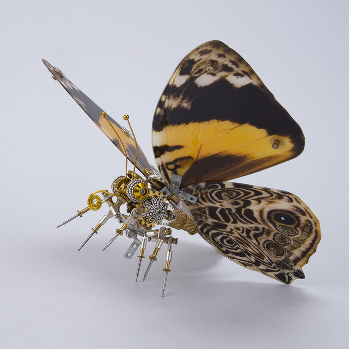 150PCS+ Steampunk Brown Butterfly with Orange Spots 3D Metal  Model DIY Kits