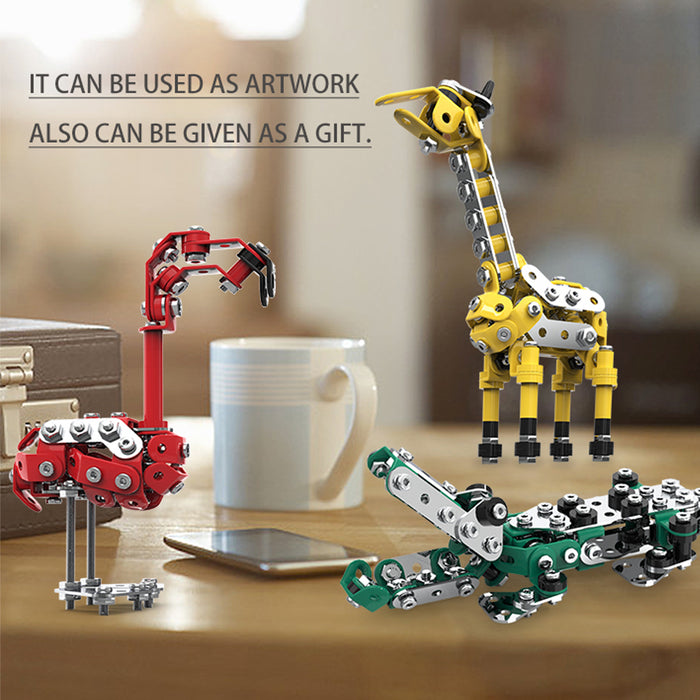164Pcs Giraffe Puzzle Model Animal DIY Assembly Kit 3D Metal Building Kit Toys