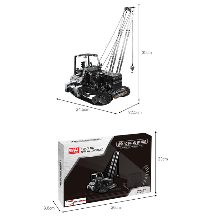 1745Pcs 2.4G 10CH RC Heavy Duty Self-erecting Crane with Laterally Foldable Jib DIY Metal KIT