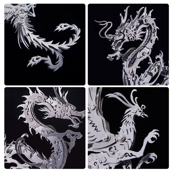 200Pcs+ DIY Oriental Dragon + Phoenix Assembly Building Kit