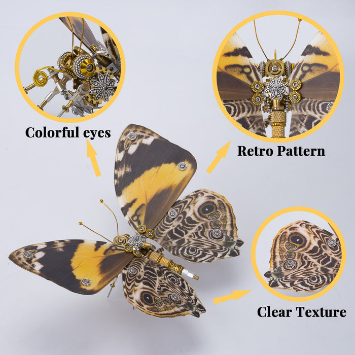 200PCS+ Steampunk Metal Assembly Butterfly Caligo Eurilochusa, Kallima Inachus & Junonia Almana