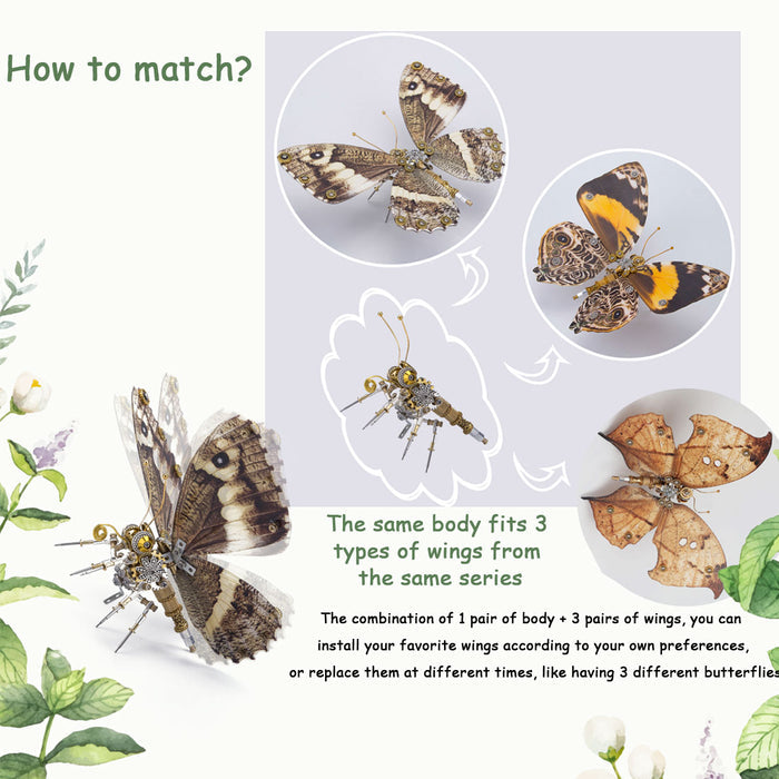 200PCS+ Steampunk Metal Assembly Butterfly Calydonia, Vanessa Indica Herbst & Papilio Machaon
