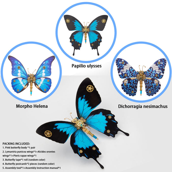 200PCS+ Steampunk Metal Assembly Butterfly Morpho Helena, Papilio Ulysses & Dichorragia Nesimachus