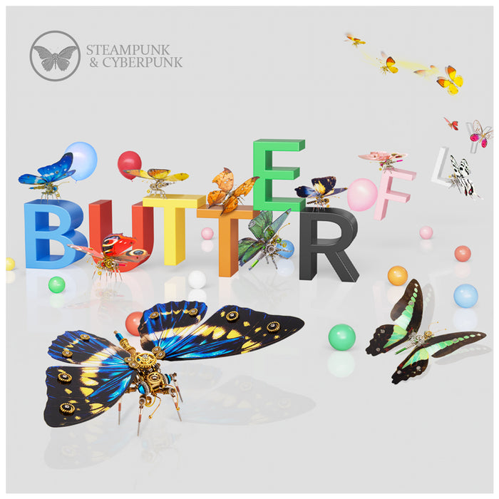200PCS+ Steampunk Metal Assembly Luminous Transparent Butterfly Series Chorinea Sylphina & Glasswing Butterfly