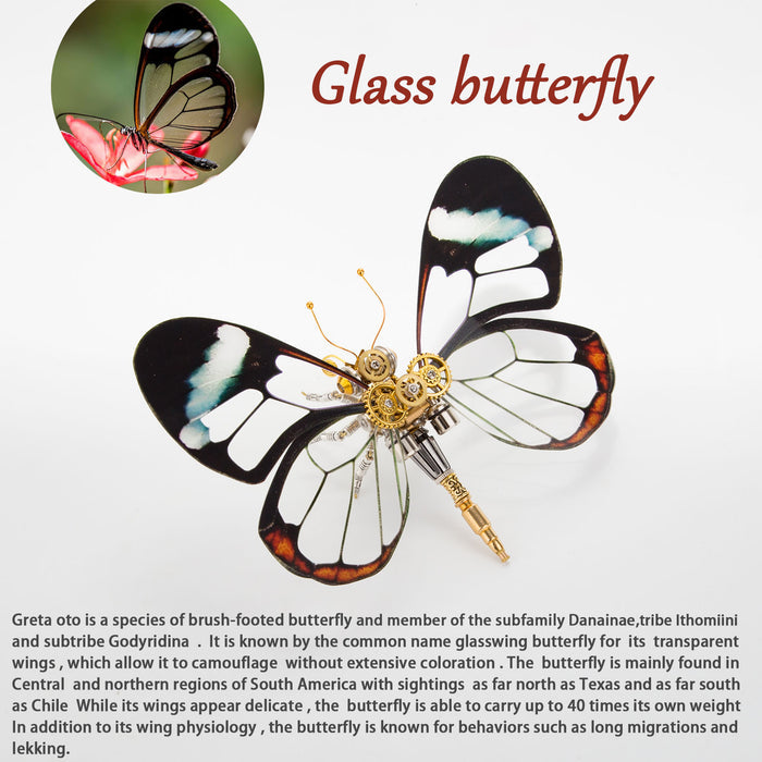 200PCS+ Steampunk Metal Assembly Luminous Transparent Butterfly Series Chorinea Sylphina & Glasswing Butterfly