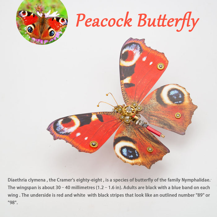 200PCS+ Steampunk Metal Assembly Toys Diaethria Dodone, Papilio & Peacock Butterfly
