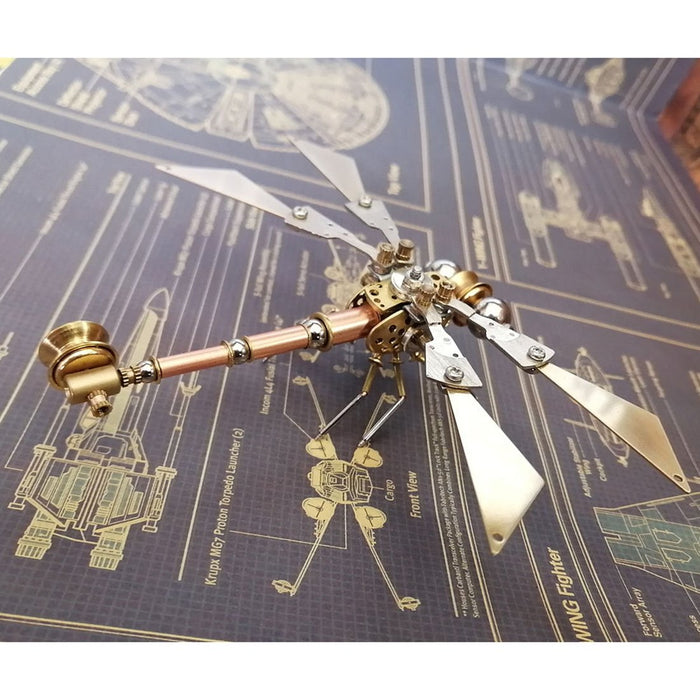 3D Metal Copper Dragonfly Mechanical Insects Model Crafts