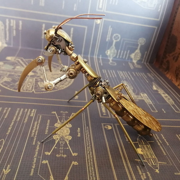 3D Metal Mechanical Copper Mantis Insects Model Steampunk Crafts