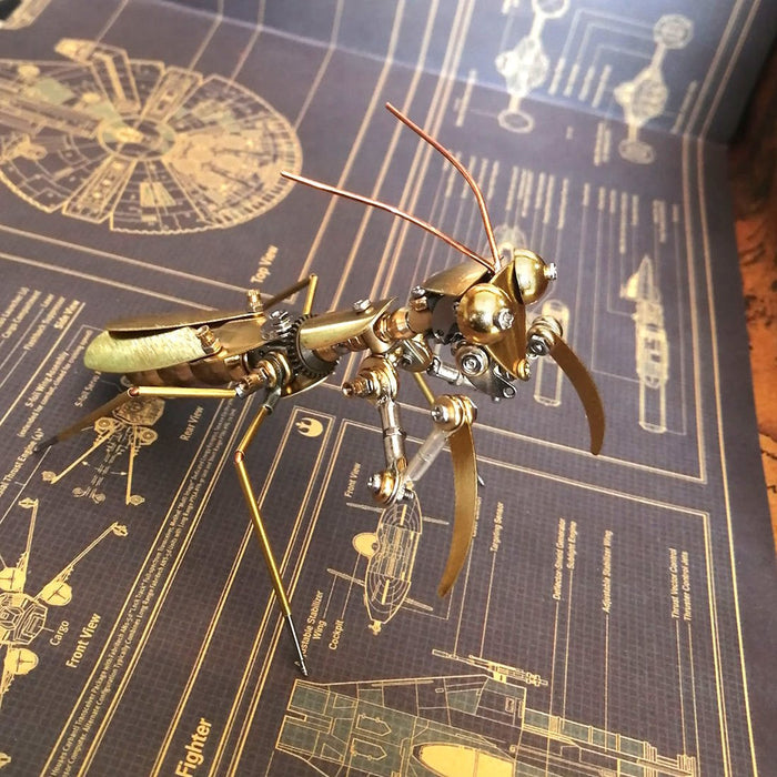 3D Metal Mechanical Copper Mantis Insects Model Steampunk Crafts