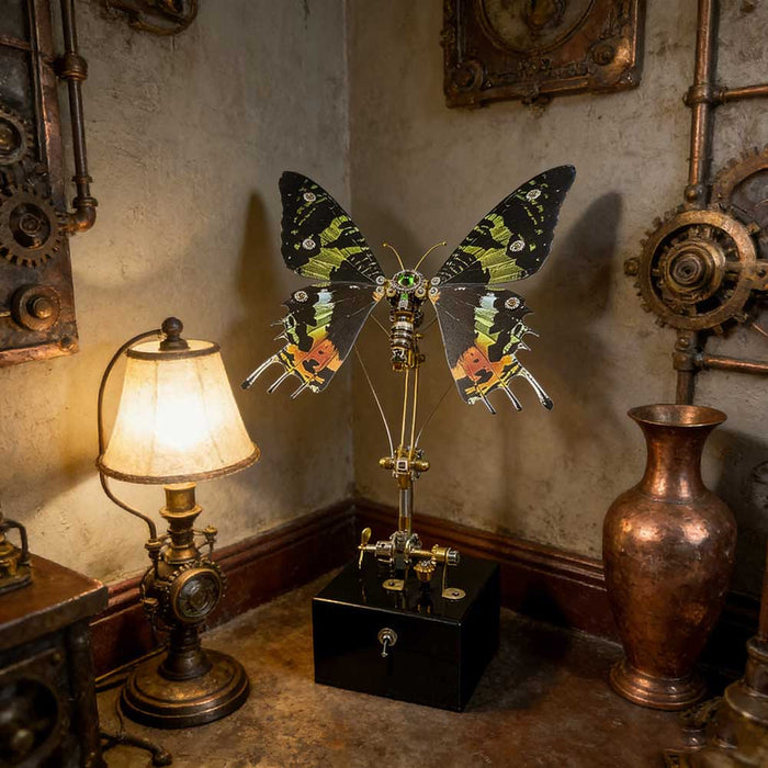 3D Metal Mechanical Papilio phorcas Green Swallowtail with Music Box Model Kit
