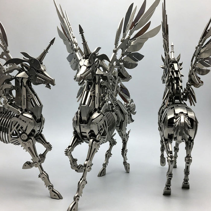 3D Metal Mythical Horse Model Kit DIY Mechanical Assembly Puzzle Creature Sculpture 559PCS