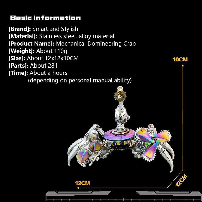 3D Metal Puzzle Mechanical Crab Punk Marine Assembly Model 280+PCS