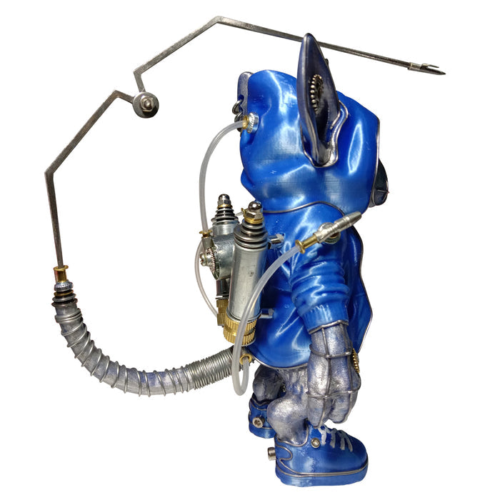 3D Metal Steampunk Mouse with Blue Jacket Animal Sculpture Model Assembled