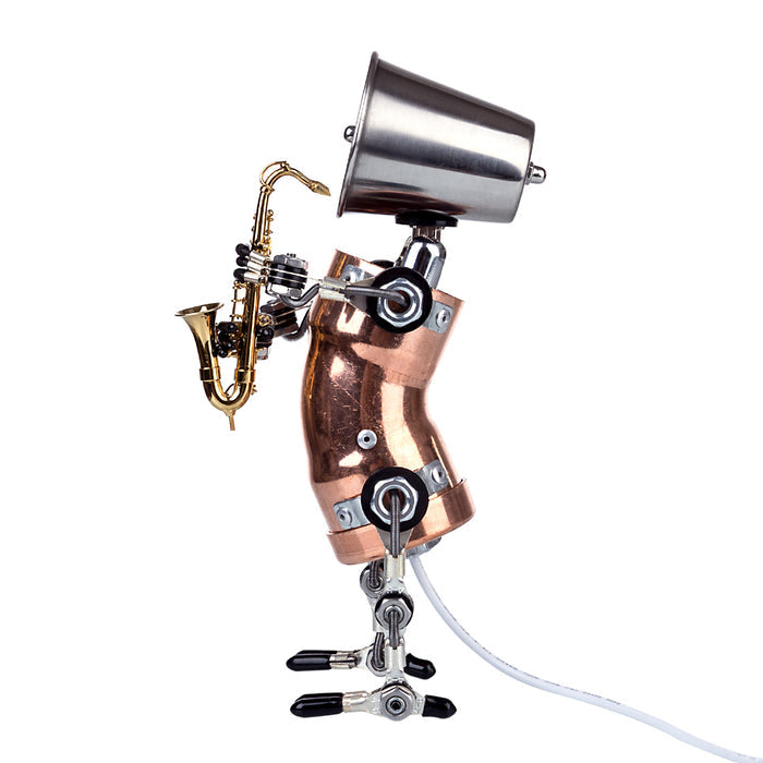 3D Steampunk Metal Band Musician Trumpet Saxophone Robot Table Lamp Crafts