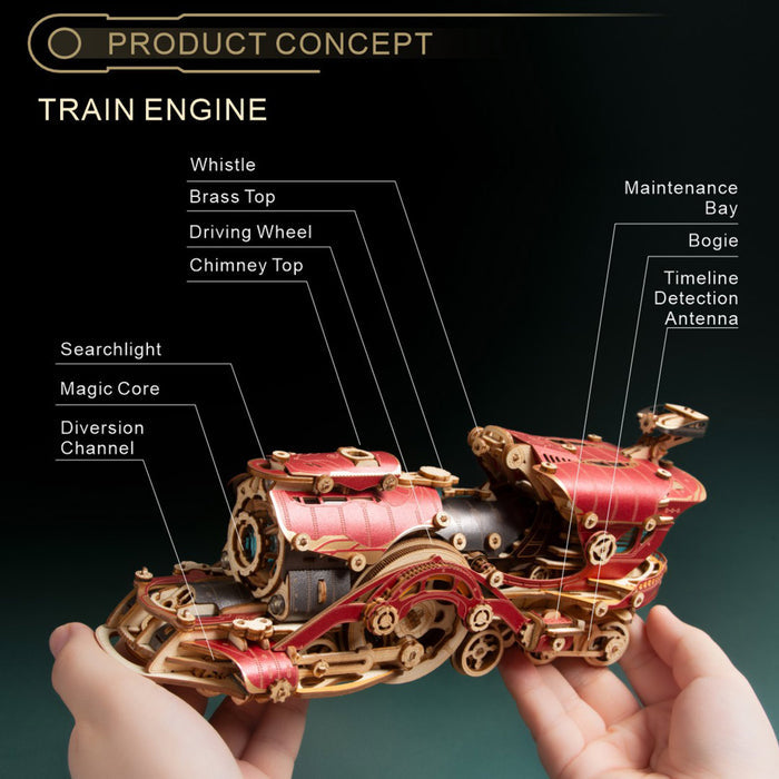 3D Wooden Steampunk Victorian Steam Train Model Building Kit 800+PCS with Led Light