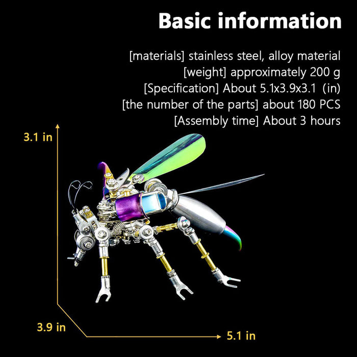 3pcs/ Set 3d Metal Insect Kits Beetle Firefly Wasp Punk