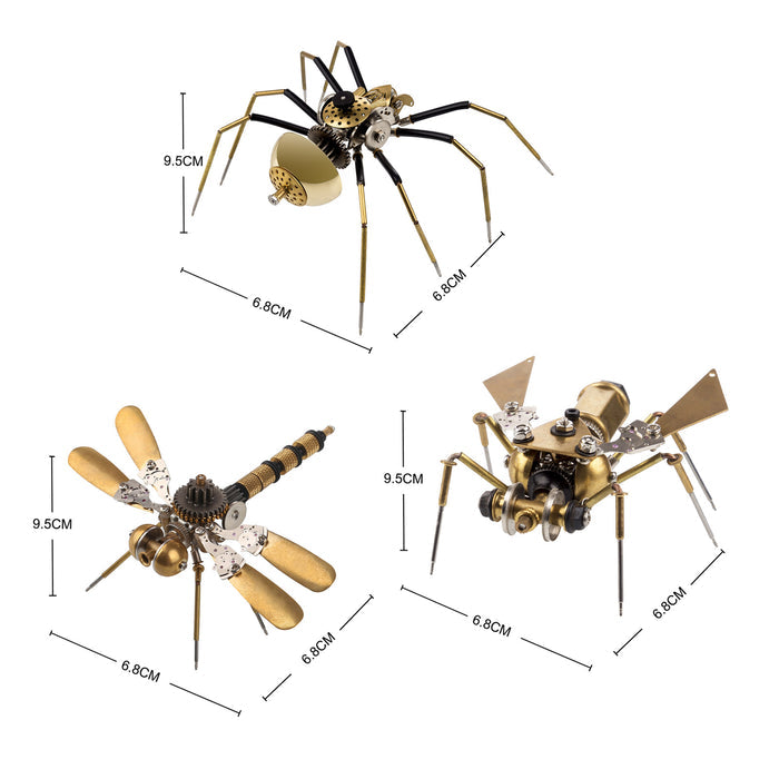 3pcs/Set Tiny Metal Steampunk Bugs Model Kit DIY Toy