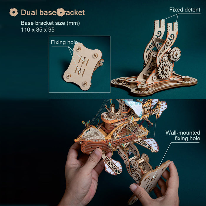 4pcs/ Set DIY Fantasy Steampunk Spaceship 3D Wooden Puzzle Toy