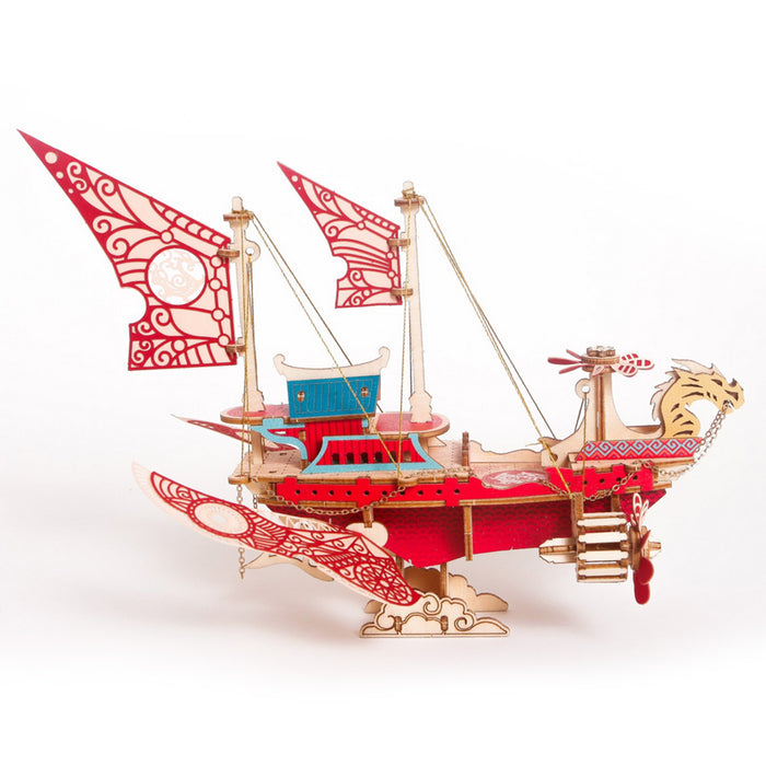 4pcs/ Set DIY Fantasy Steampunk Spaceship 3D Wooden Puzzle Toy