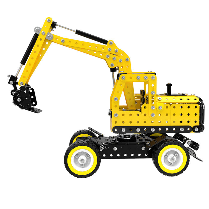 502Pcs Excavator Shape DIY Stainless Steel Metal Building Block Kit Educational Steam Stem Toys