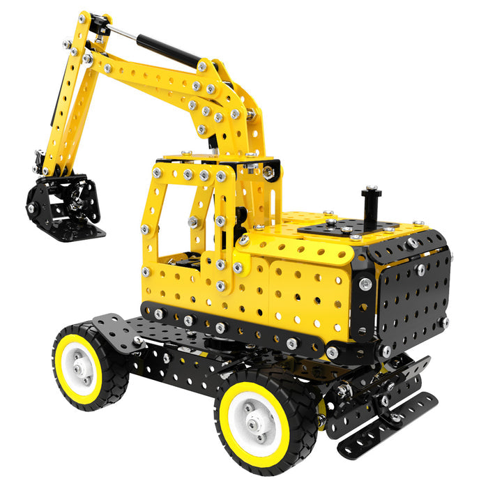 502Pcs Excavator Shape DIY Stainless Steel Metal Building Block Kit Educational Steam Stem Toys