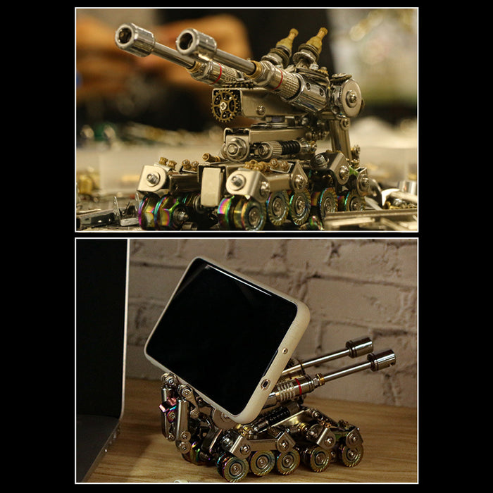 569Pcs Transformable Tank 3D Metal Model Kits DIY Assembly Model Phone Holder