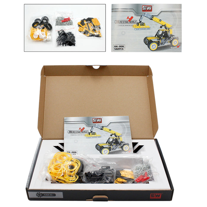 582Pcs Crane Shape DIY Stainless Steel Metal Assembly Building Block Kit Educational Steam Stem Toys