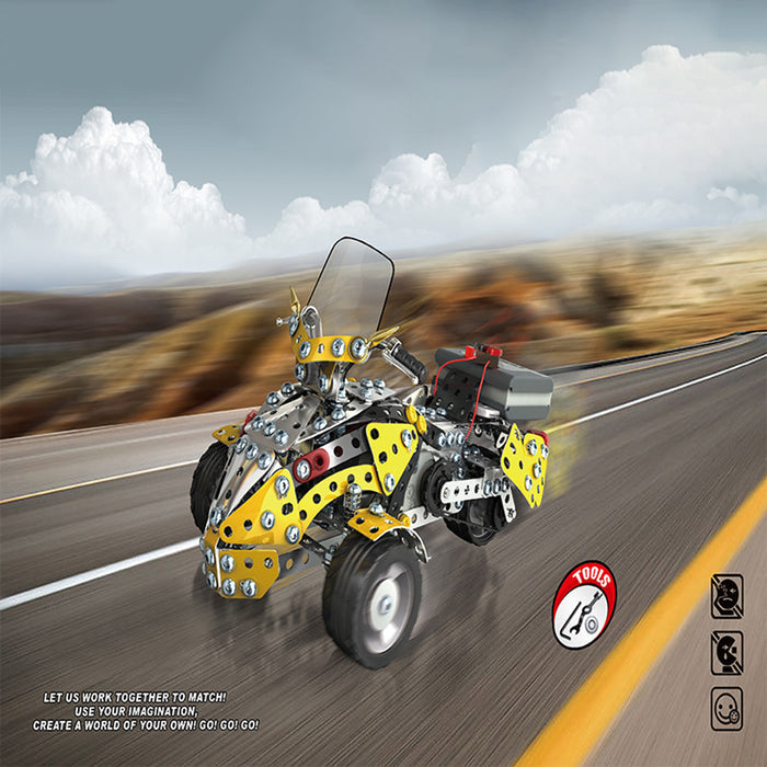 676PCS Simulation Electric Inverted Tricycle Model Kit DIY Metal Kit