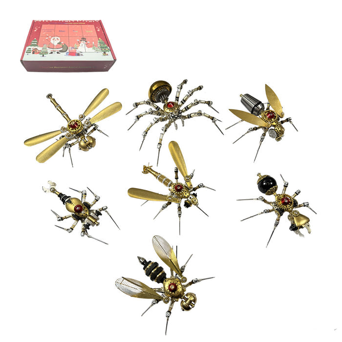 7 Days Advent Calendar 3D Metal Steampunk Insect Christmas Gift Set