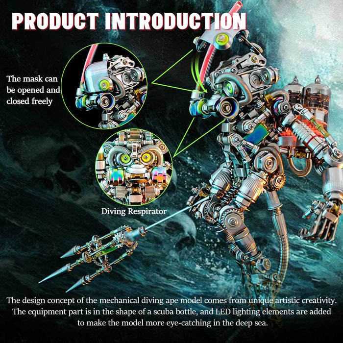700+PCS Punk Style Diver Ape Monkey King Wukong Mechanical 3D DIY Metal Model Kits