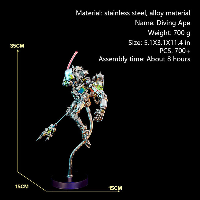 700+PCS Punk Style Diver Ape Monkey King Wukong Mechanical 3D DIY Metal Model Kits