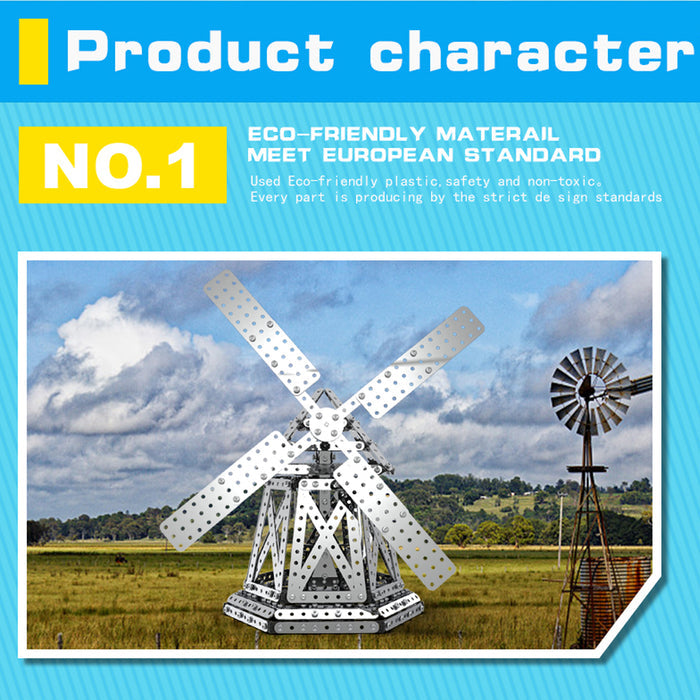 751Pcs Windmill Assembly Kit DIY Stainless Steel Screw Puzzle Model Kit Kids Toy