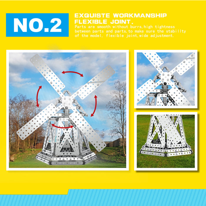 751Pcs Windmill Assembly Kit DIY Stainless Steel Screw Puzzle Model Kit Kids Toy