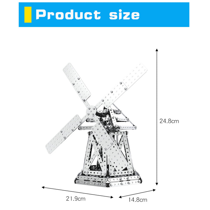 751Pcs Windmill Assembly Kit DIY Stainless Steel Screw Puzzle Model Kit Kids Toy