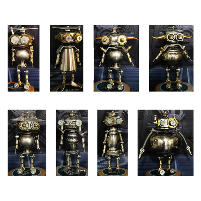8pcs/set Futuristic Exchange Student Mecha 3D DIY Metal Puzzles Mystery Box