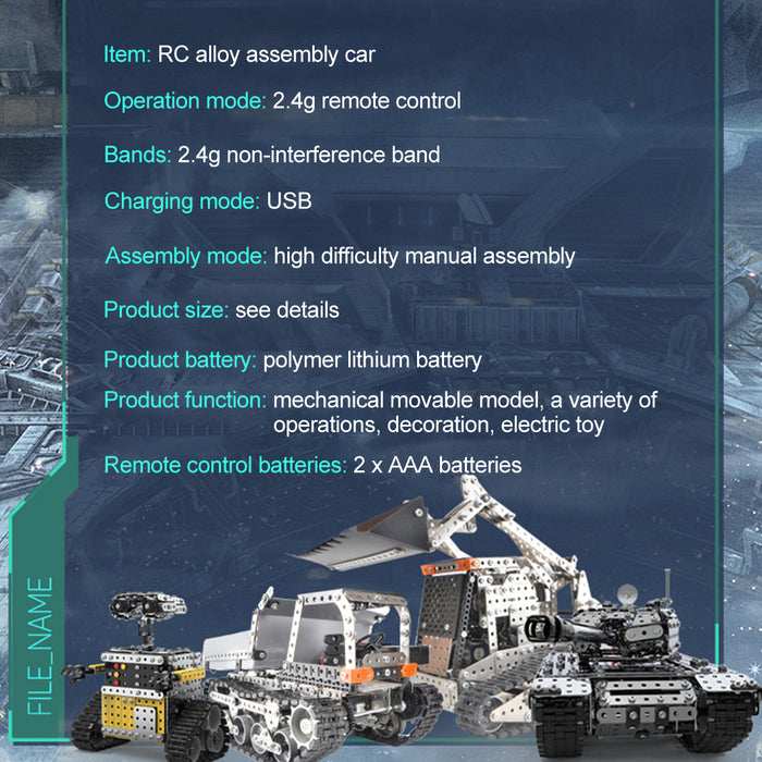 934Pcs 2.4G 9CH RC Dump Truck 3D Metal Model Kits Assembly Toy Difficult Puzzle